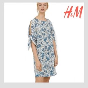 H&M Blue Casual Shift Open Sleeve Dress
